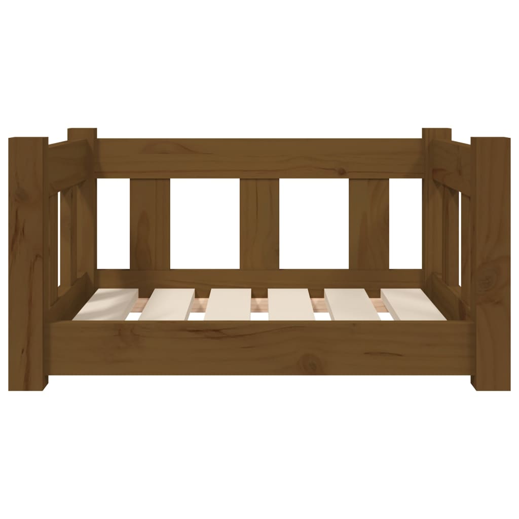 vidaXL Pasja postelja medeno rjavo 55,5x45,5x28 cm trdna borovina