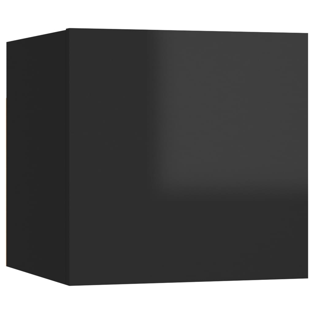 vidaXL Stenske TV omarice 2 kosa visok sijaj črne 30,5x30x30 cm