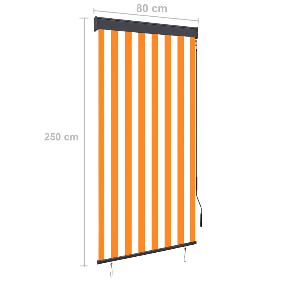 vidaXL Zunanje rolo senčilo 80x250 cm belo in oranžno