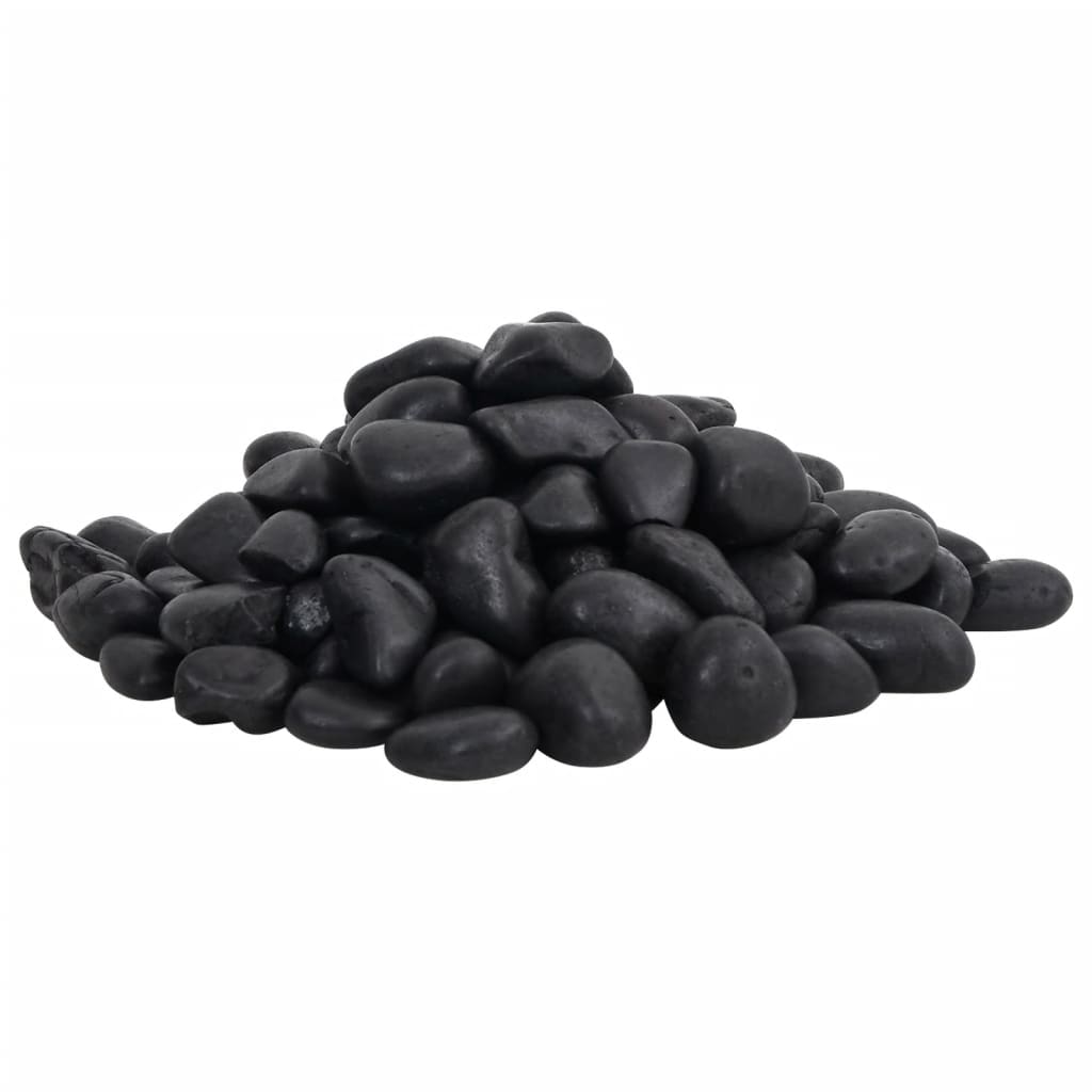 vidaXL Polirani kamenčki 10 kg črni 2-5 cm