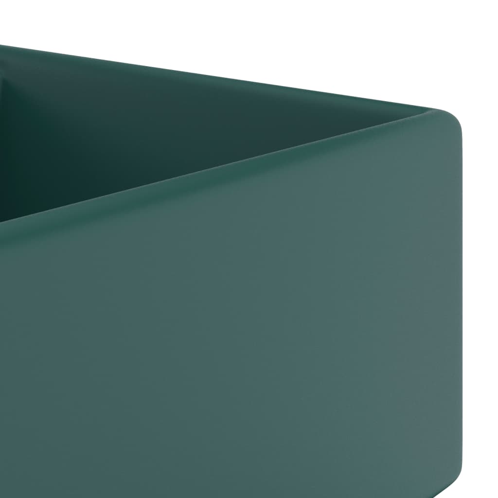 vidaXL Razkošen umivalnik kvadraten mat temno zelen 41x41 cm keramika