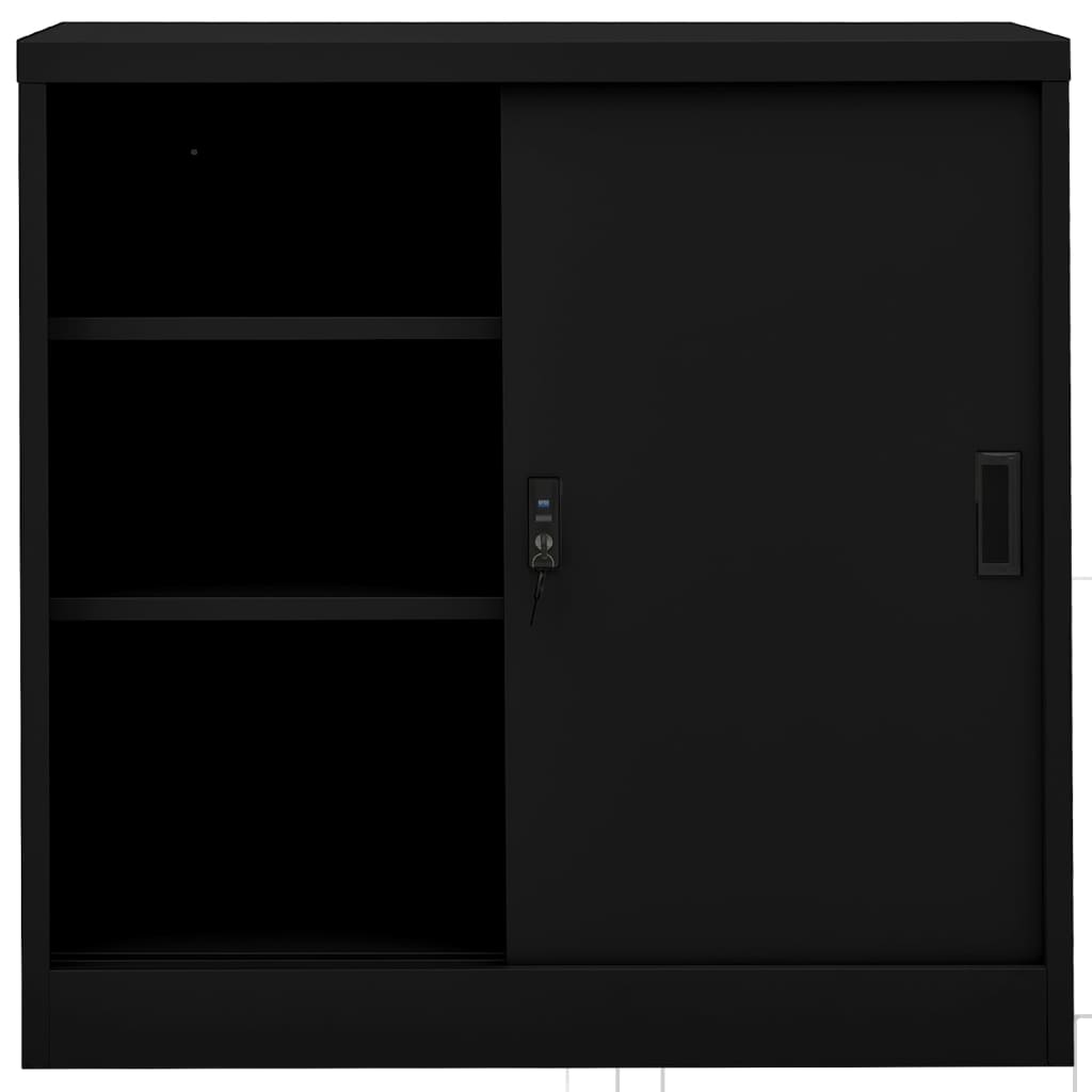 vidaXL Pisarniška omara z drsnimi vrati črna 90x40x90 cm jeklo