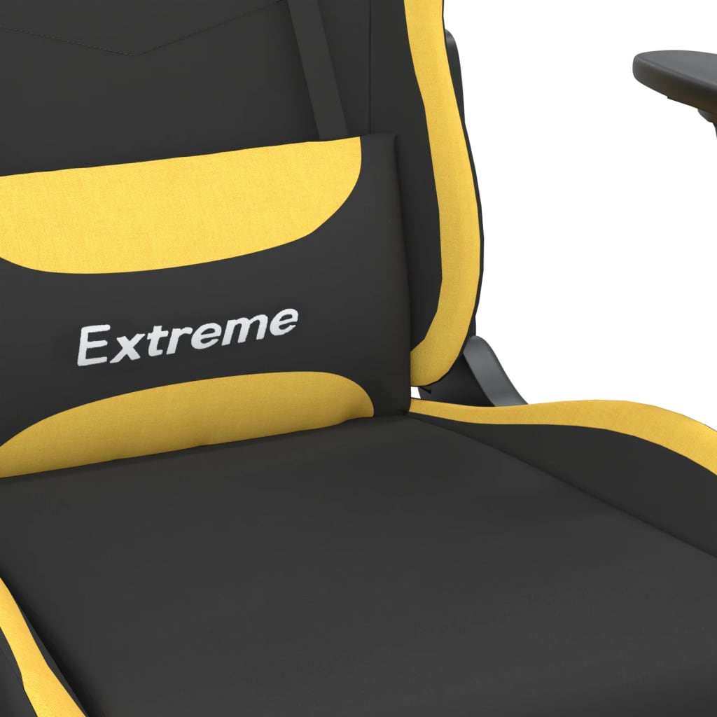 vidaXL Masažni gaming stol črno in rumeno blago