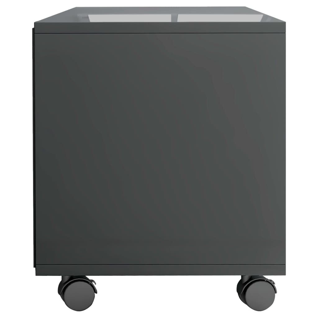 vidaXL TV omarica s kolesci visok sijaj siva 90x35x35 cm iverna plošča