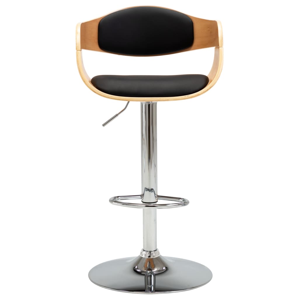 vidaXL Barski stolček črn ukrivljen les in umetno usnje