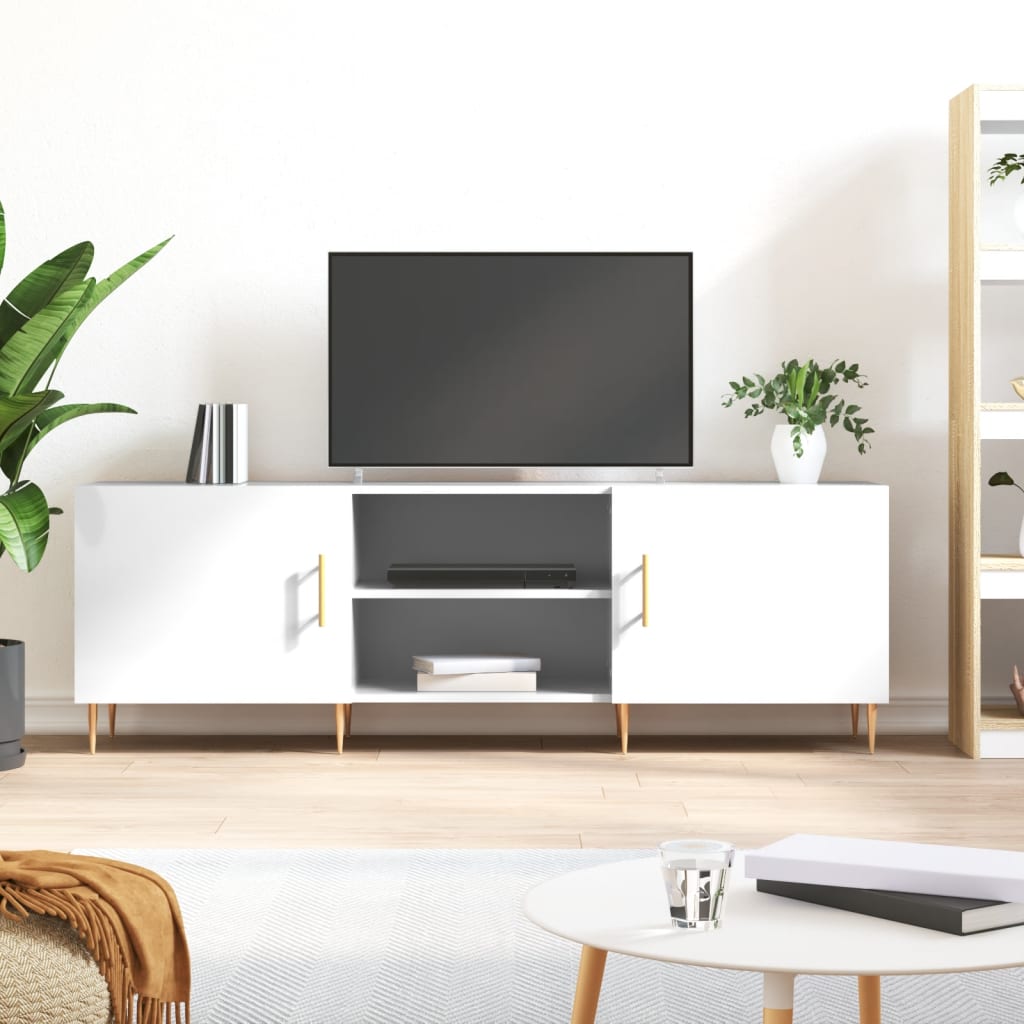 vidaXL TV omarica visok sijaj bela 150x30x50 cm inženirski les