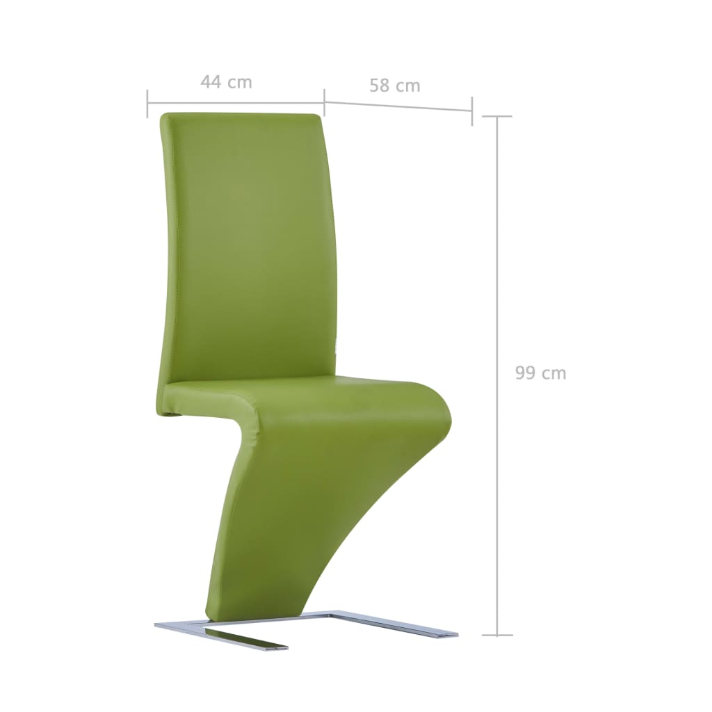 vidaXL Jedilni stoli cikcak oblike 2 kosa zeleno umetno usnje