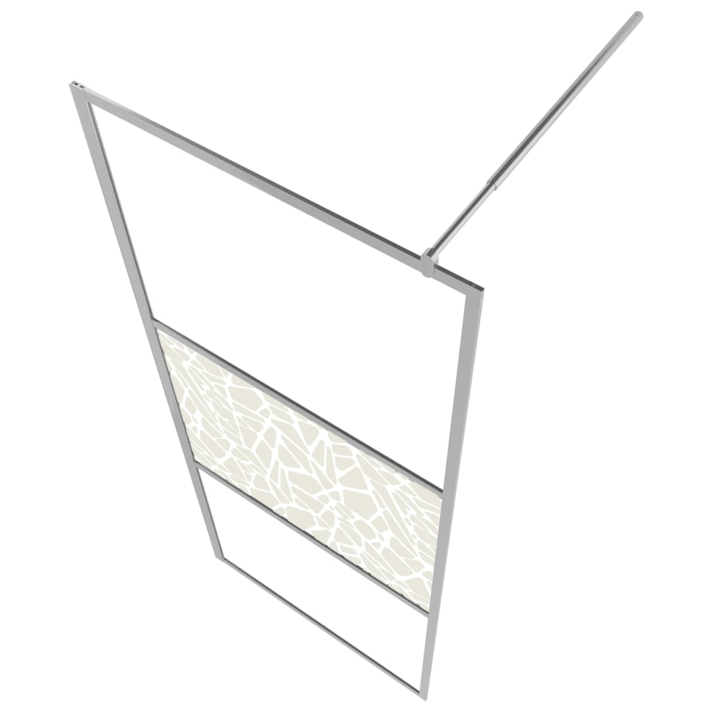 vidaXL Pregrada za tuš s polico krom 80x195 cm ESG steklo in aluminij