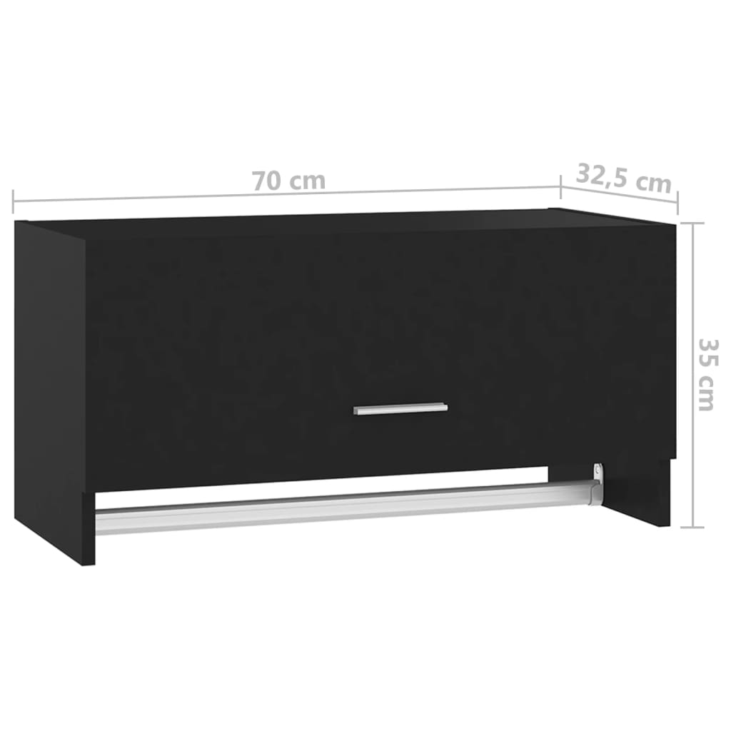 vidaXL Garderobna omara črna 70x32,5x35 cm iverna plošča