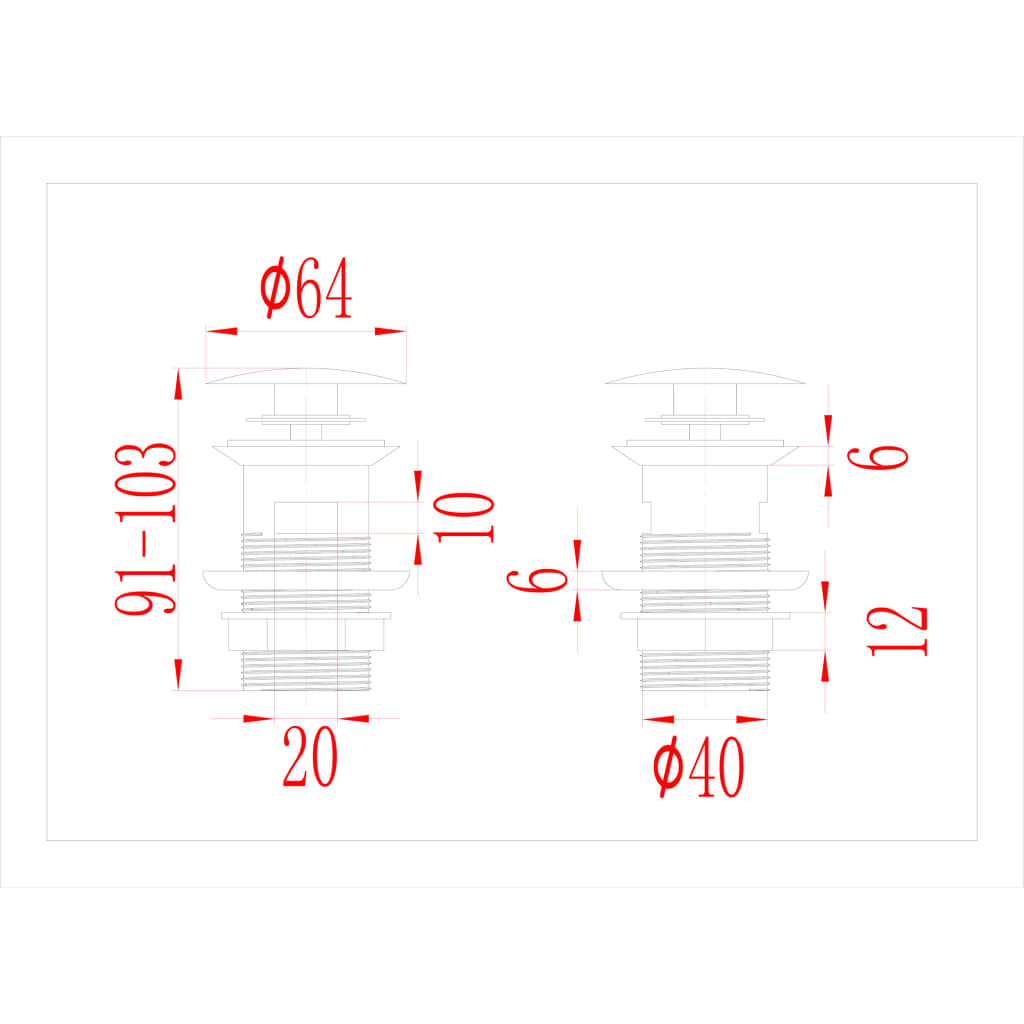 vidaXL Sifon s funkcijo proti prelivanju črn 6,4x6,4x9,1 cm