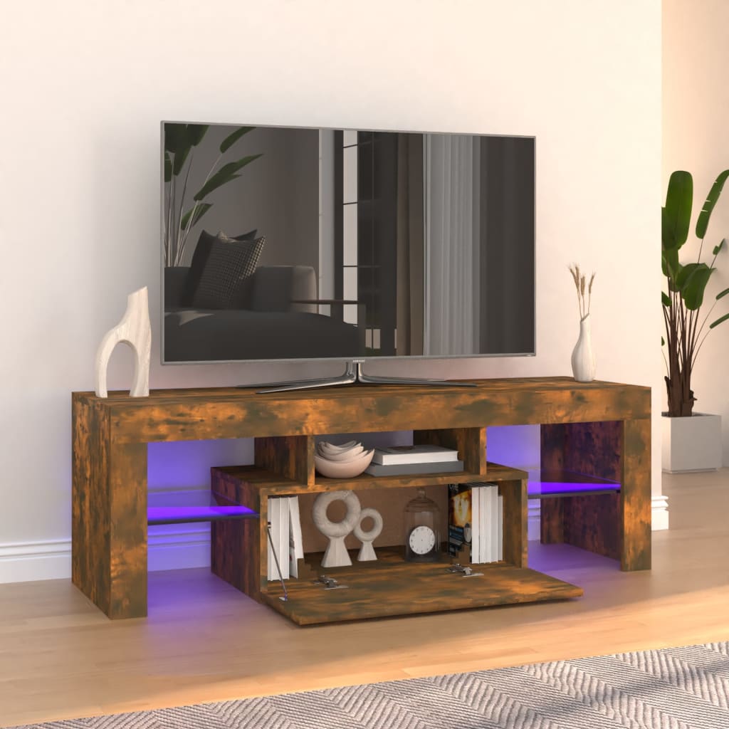 vidaXL TV omarica z LED lučkami dimljeni hrast 120x35x40 cm