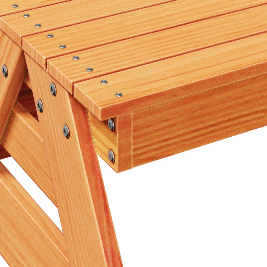 vidaXL Piknik miza za otroke voščeno rjava 88x97x52 cm trdna borovina