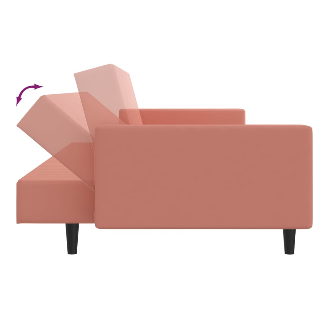 vidaXL Kavč dvosed z ležiščem roza žamet