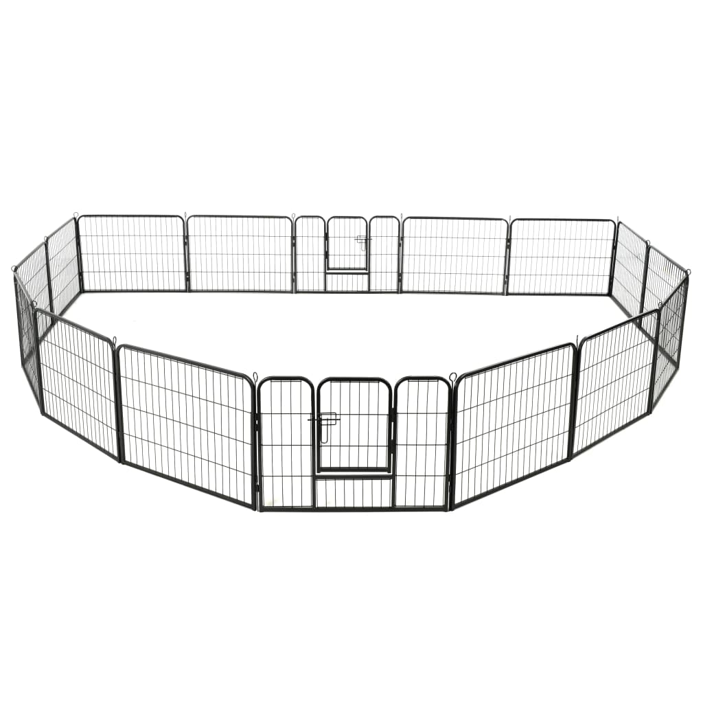 vidaXL Ograda za pse s 16 jeklenimi paneli 60x80 cm črne barve