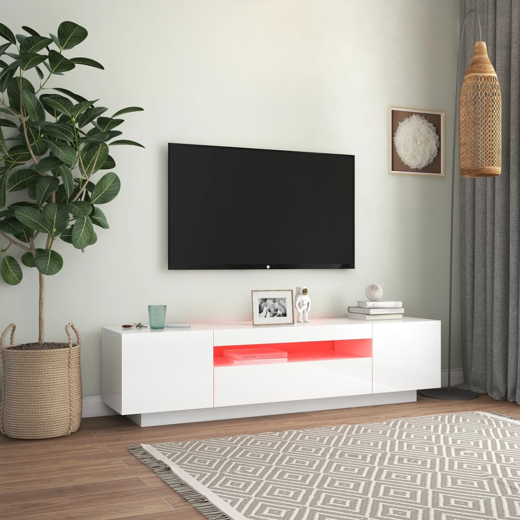 vidaXL TV omarica z LED lučkami visok sijaj bela 160x35x40 cm