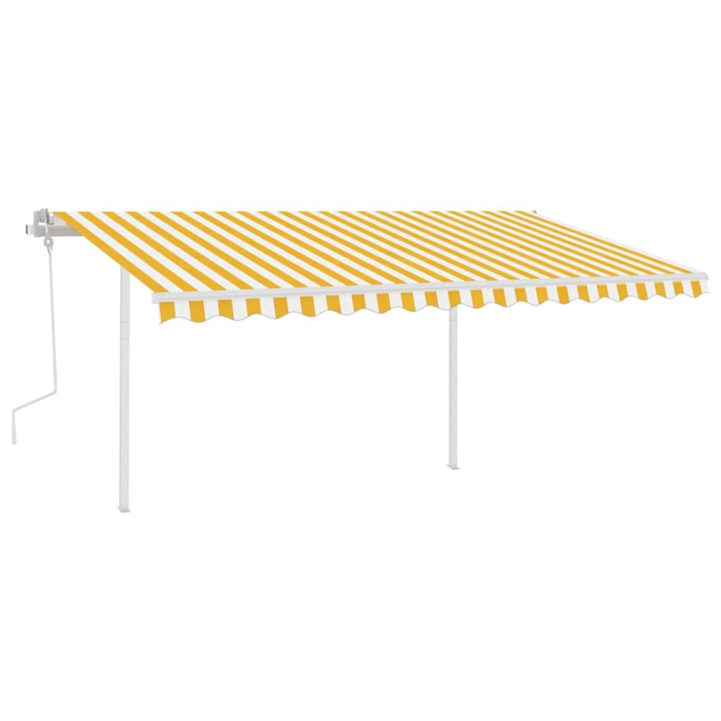vidaXL Ročno zložljiva tenda z LED lučkami 4x3 m rumena in bela