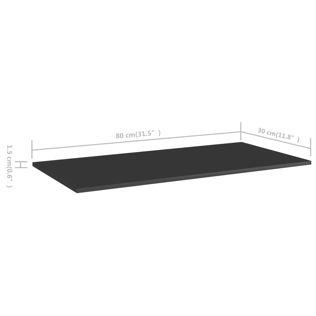 vidaXL Dodatne police za omaro 4 kosi visok sijaj črne 80x30x1,5 cm
