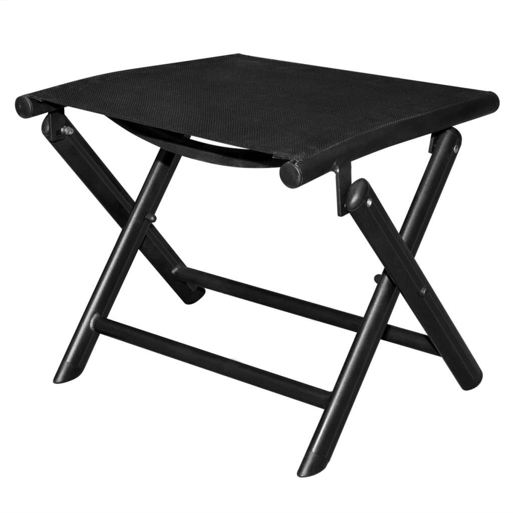 vidaXL Zložljiv stolček za noge črn aluminij in tekstil