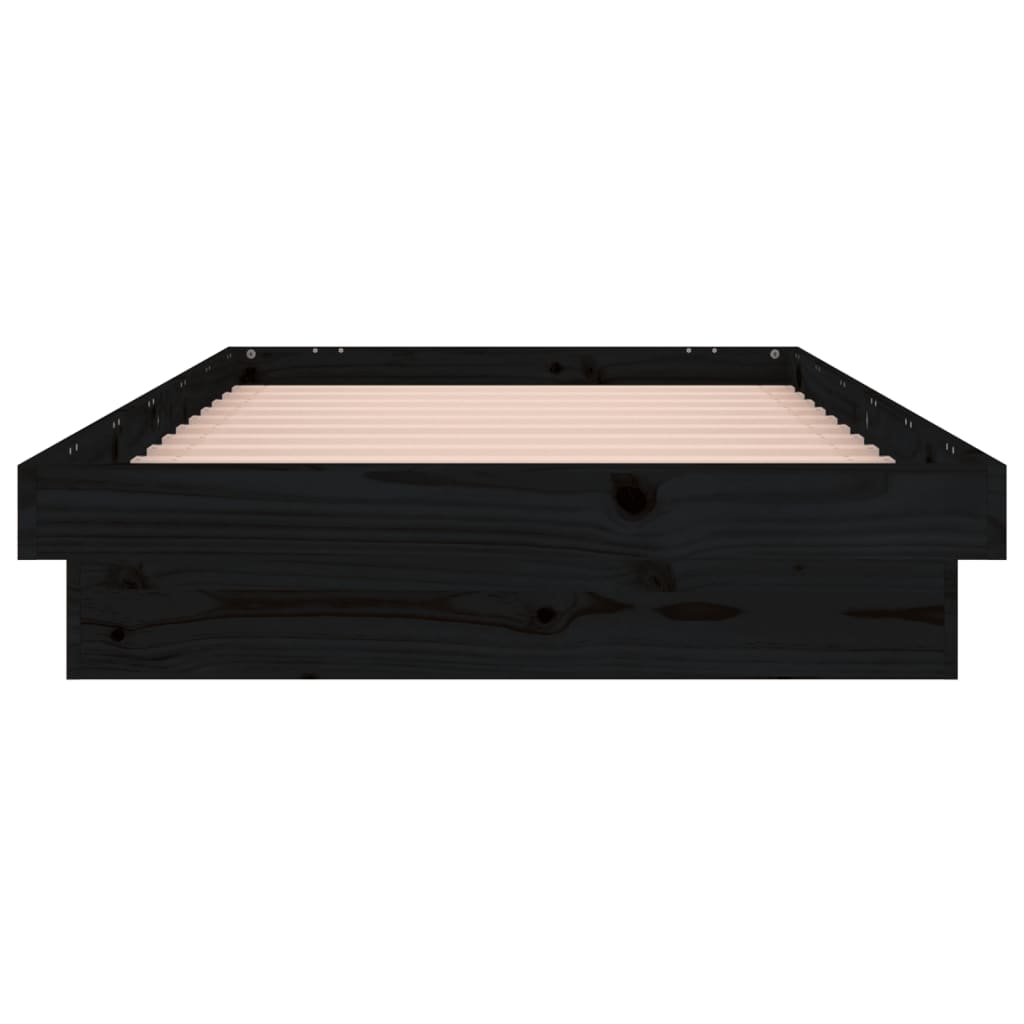 vidaXL LED posteljni okvir črn 100x200 cm trden les
