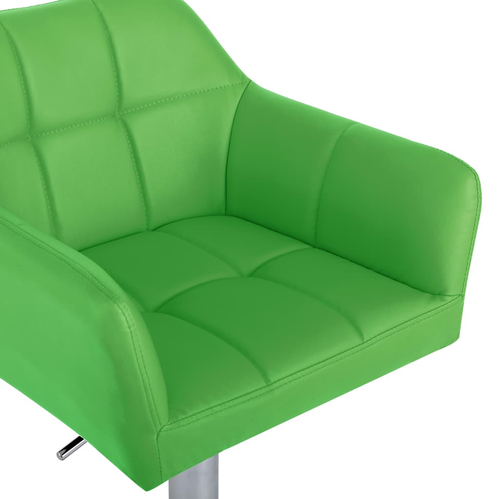 vidaXL Barski stolčki 2 kosa z naslonjali za roke zeleno umetno usnje
