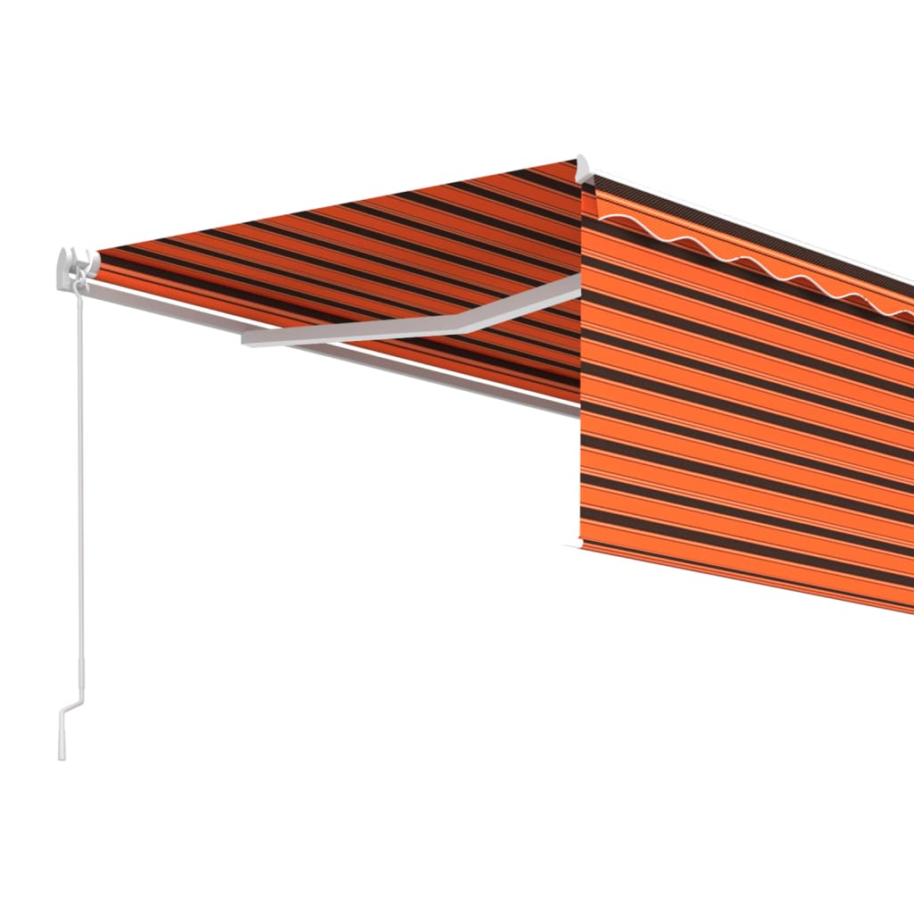 vidaXL Ročno zložljiva tenda s senčilom 4,5x3 m oranžna in rjava