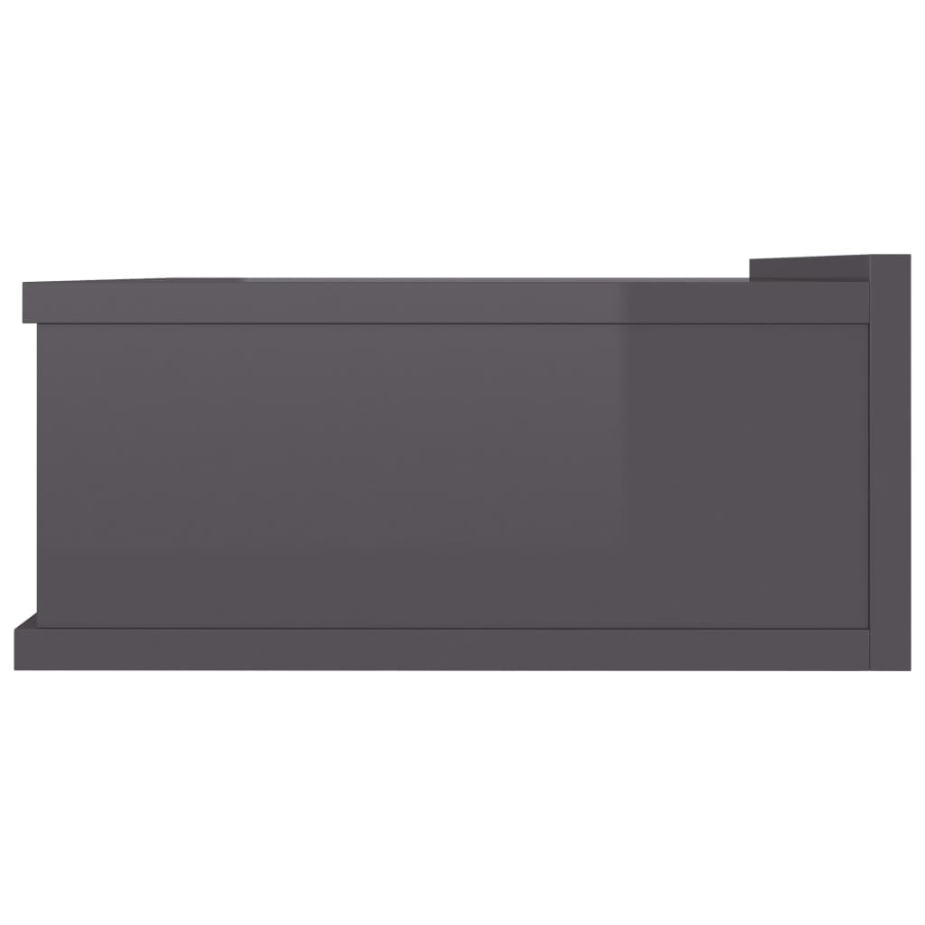 vidaXL Stenska nočna omarica visok sijaj siva 40x30x15 cm
