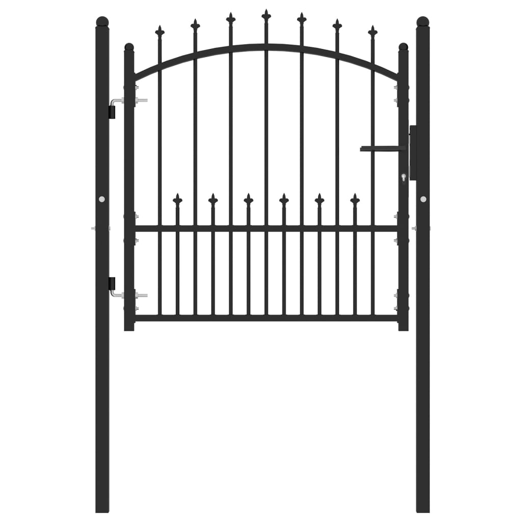 vidaXL Vrata za ograjo s konicami jeklo 100x100 cm črna