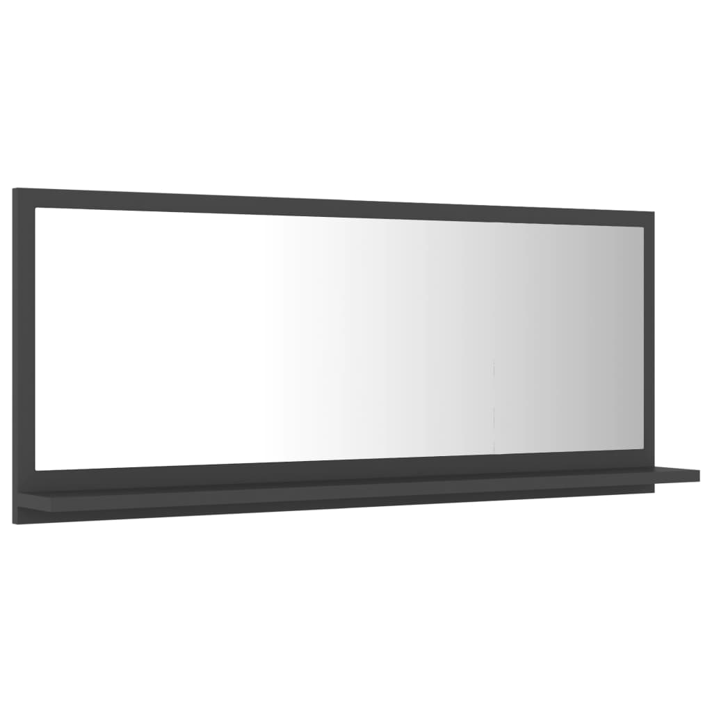 vidaXL Kopalniško ogledalo sivo 90x10,5x37 cm iverna plošča