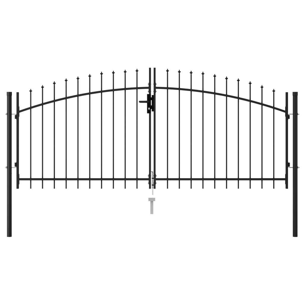 vidaXL Dvojna vrata za ograjo koničasta jeklo 3x1,25 m črna