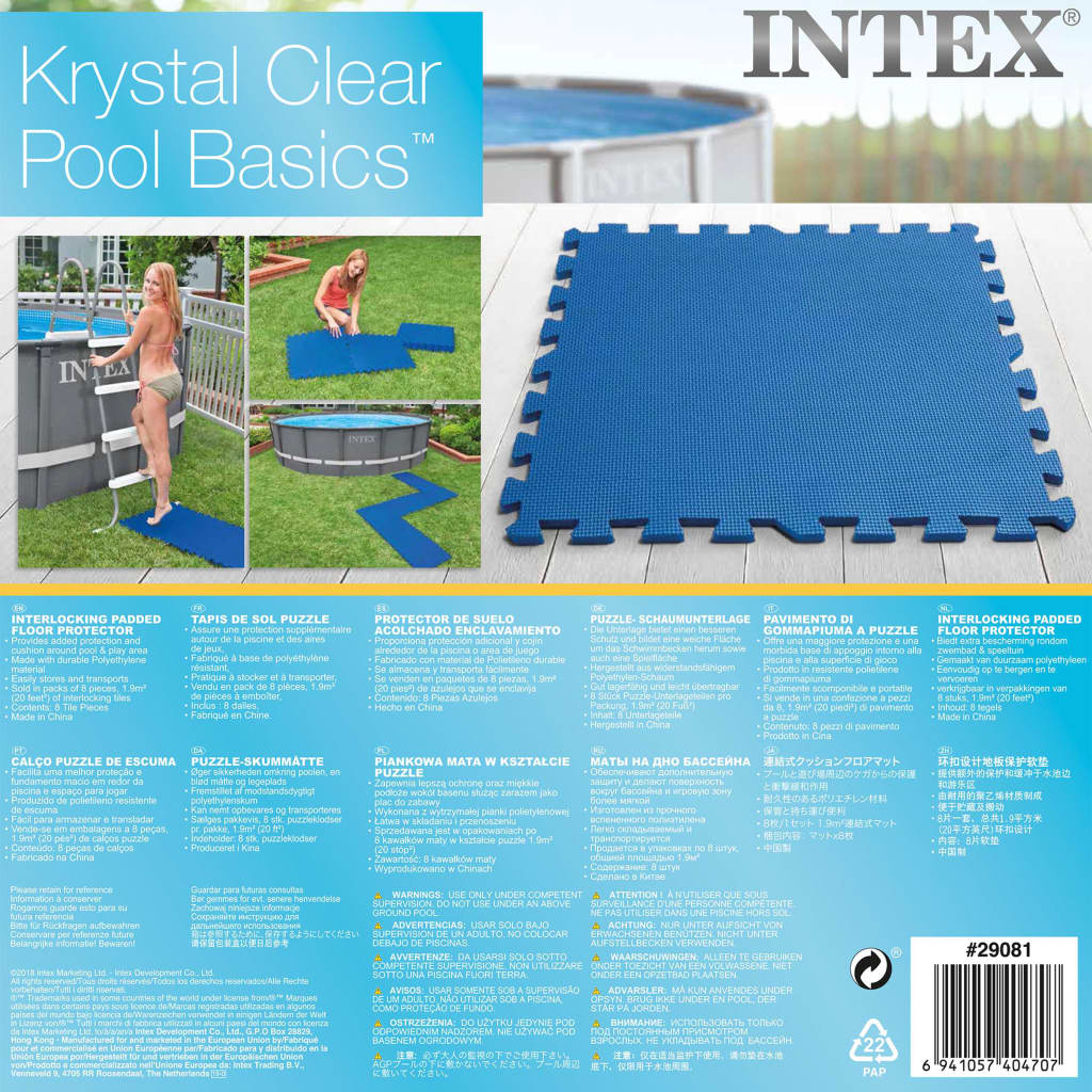 Intex Talne zaščite za bazen 8 kosov 50x50 cm modre