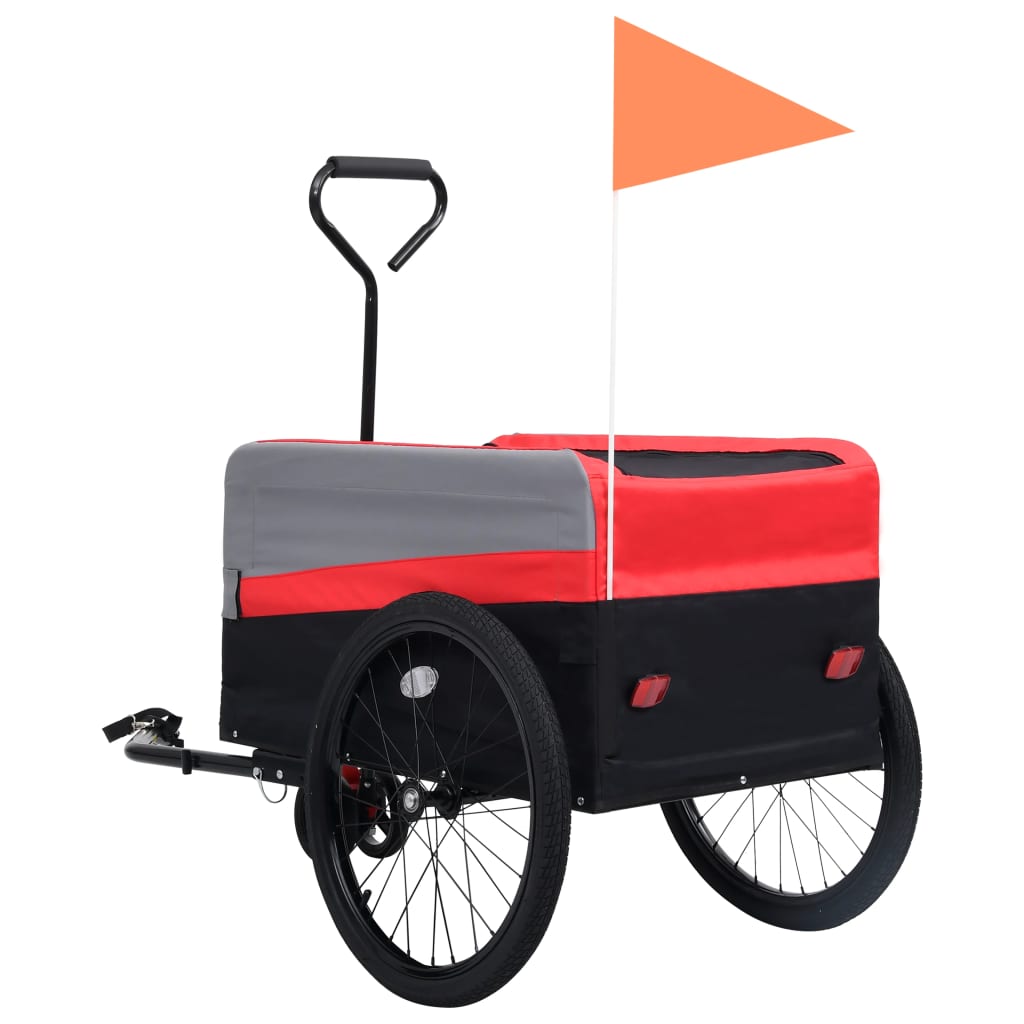 vidaXL XXL kolesarska prikolica in voziček 2 v 1 rdeča, siva, črna