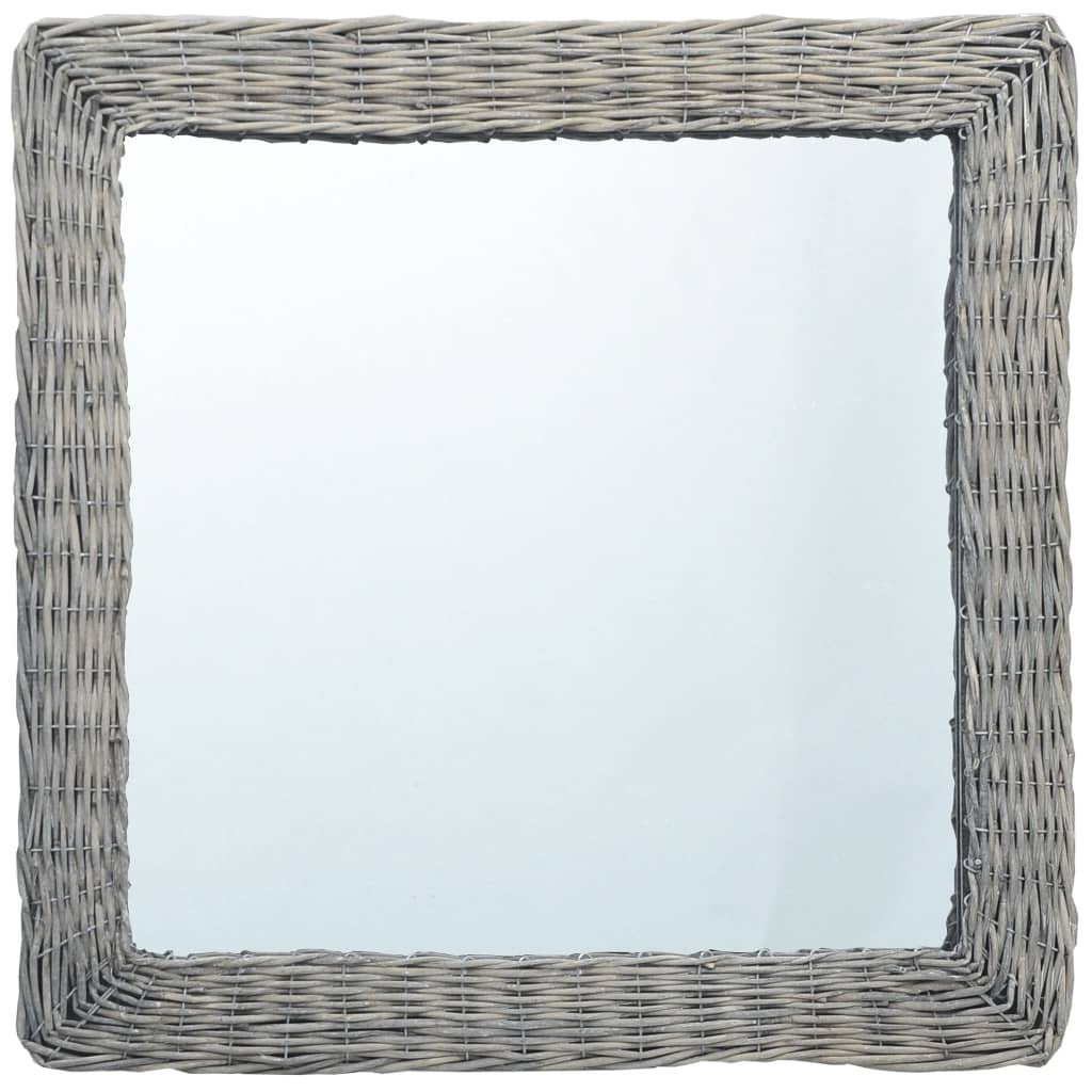 vidaXL Ogledalo 50x50 cm s pletenim okvirjem