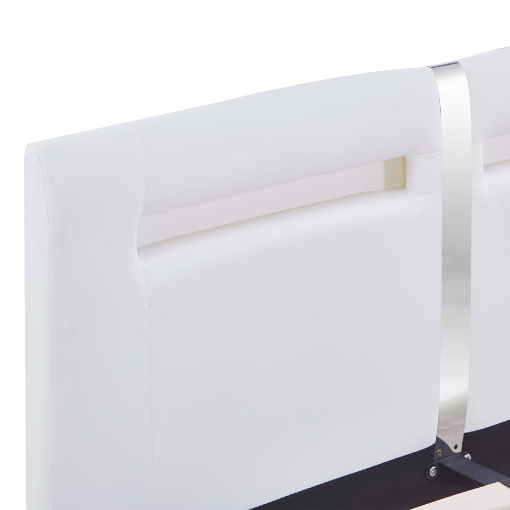 vidaXL Posteljni okvir LED belo umetno usnje 120x200 cm