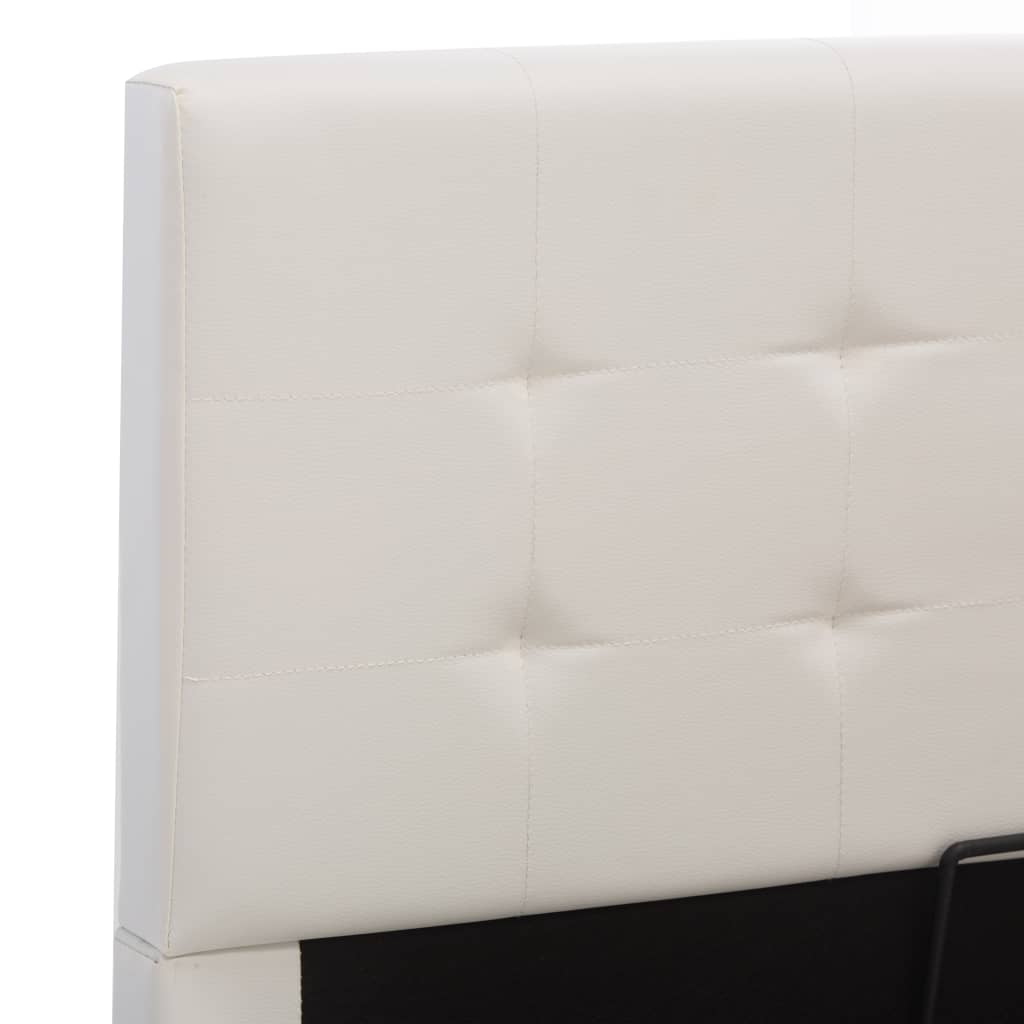 vidaXL Dvižni posteljni okvir belo umetno usnje 100x200 cm
