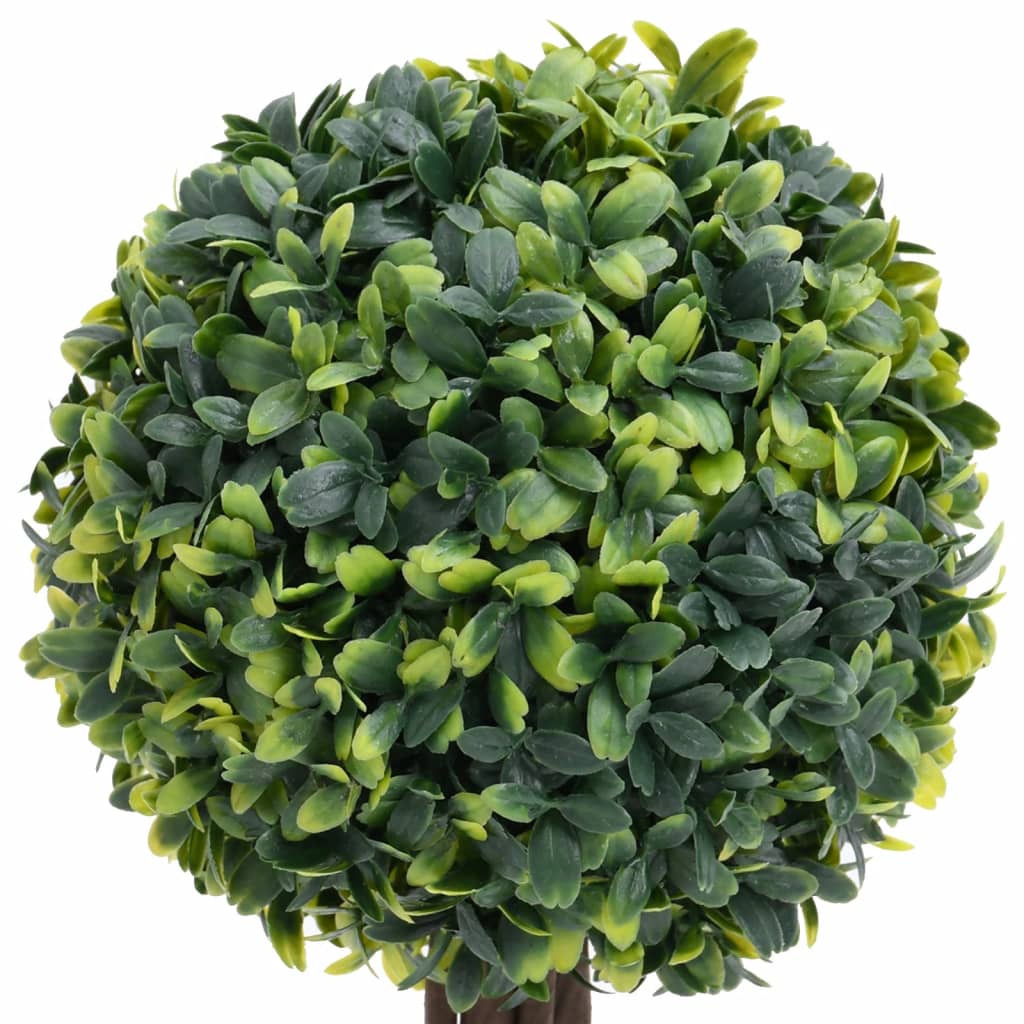 vidaXL Umetna rastlina pušpan 2 kosa z lonci okrogle oblike 33 cm