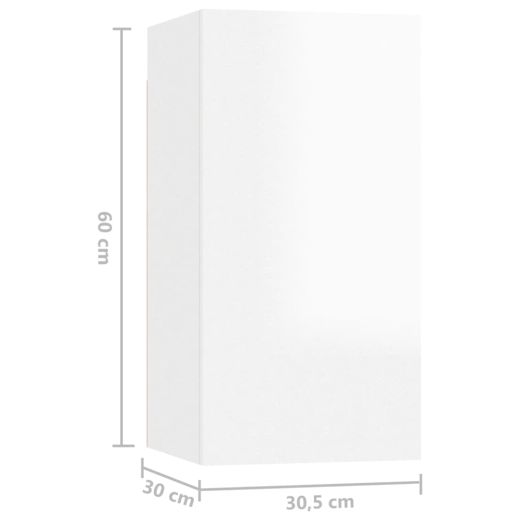 vidaXL TV omarice 4 kosi visok sijaj bele 30,5x30x60 cm iverna plošča