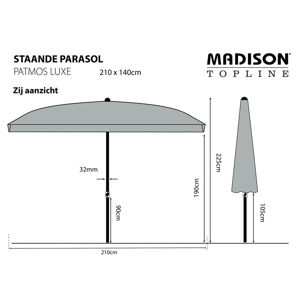 Madison Senčnik Patmos Luxe pravokoten 210x140 cm siv