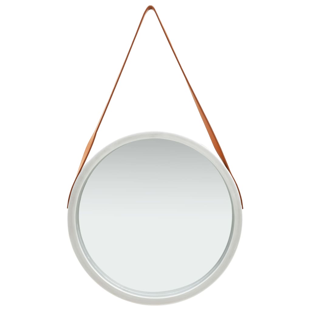 vidaXL Stensko ogledalo s pasom 50 cm srebrno