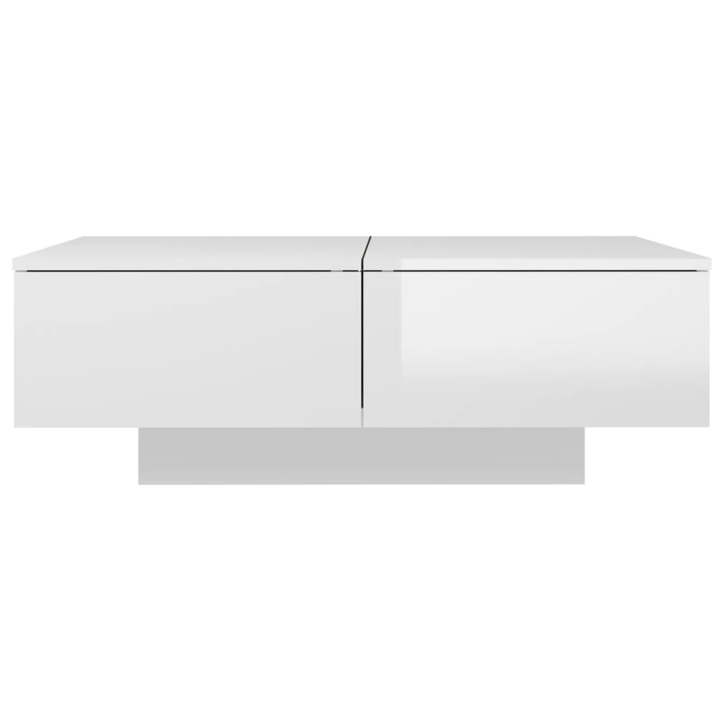 vidaXL Klubska mizica visok sijaj bela 90x60x31 cm iverna plošča