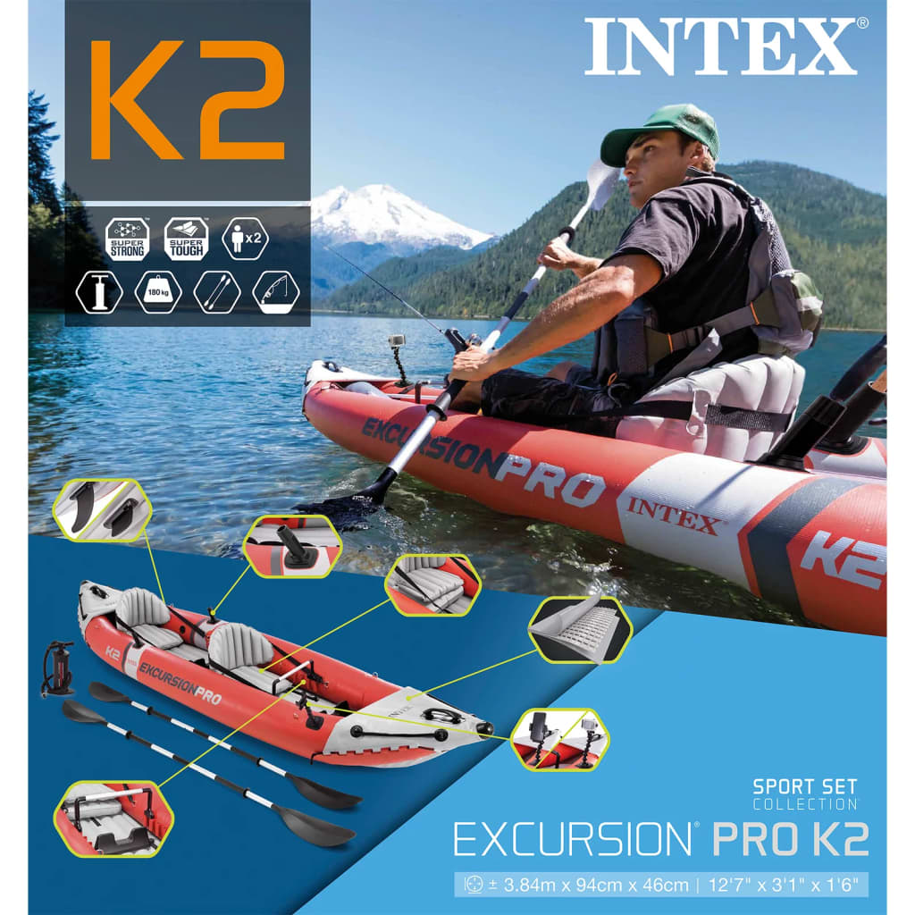 Intex Napihljiv kajak Excursion Pro 384x94x46 cm 680309NP