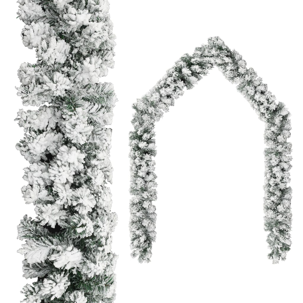 vidaXL Božična girlanda s snegom zelena 5 m PVC