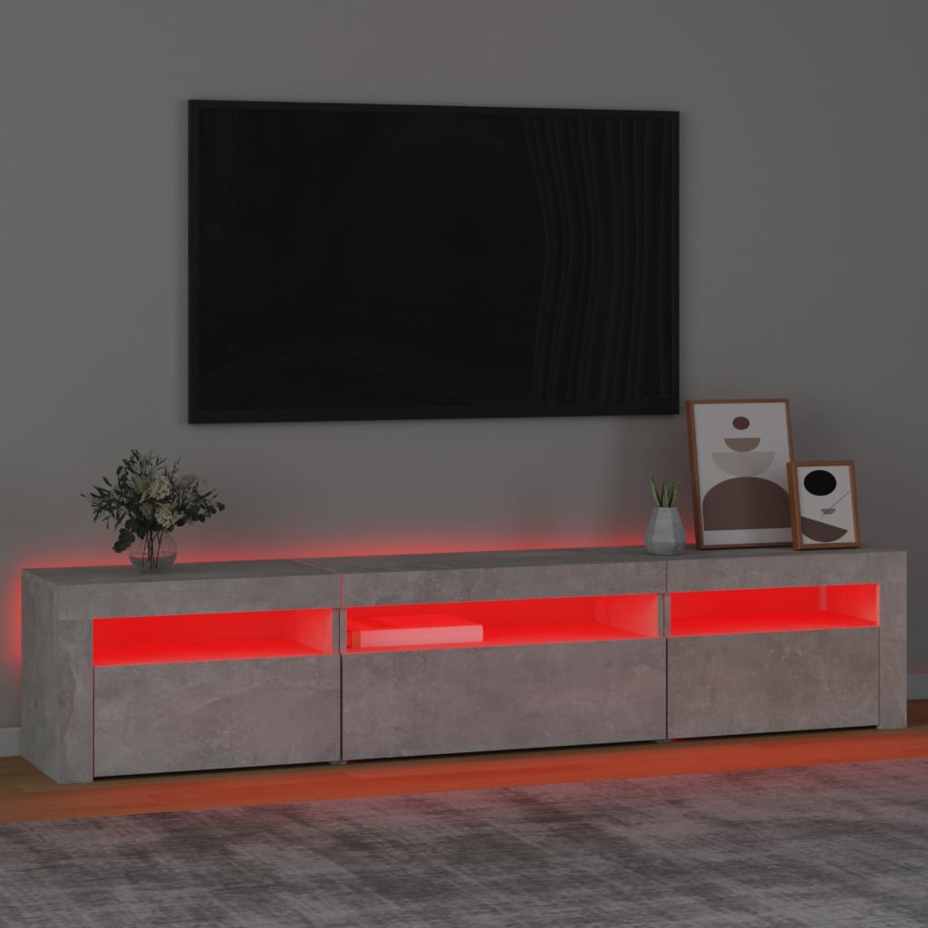vidaXL TV omarica z LED lučkami betonsko siva 195x35x40 cm
