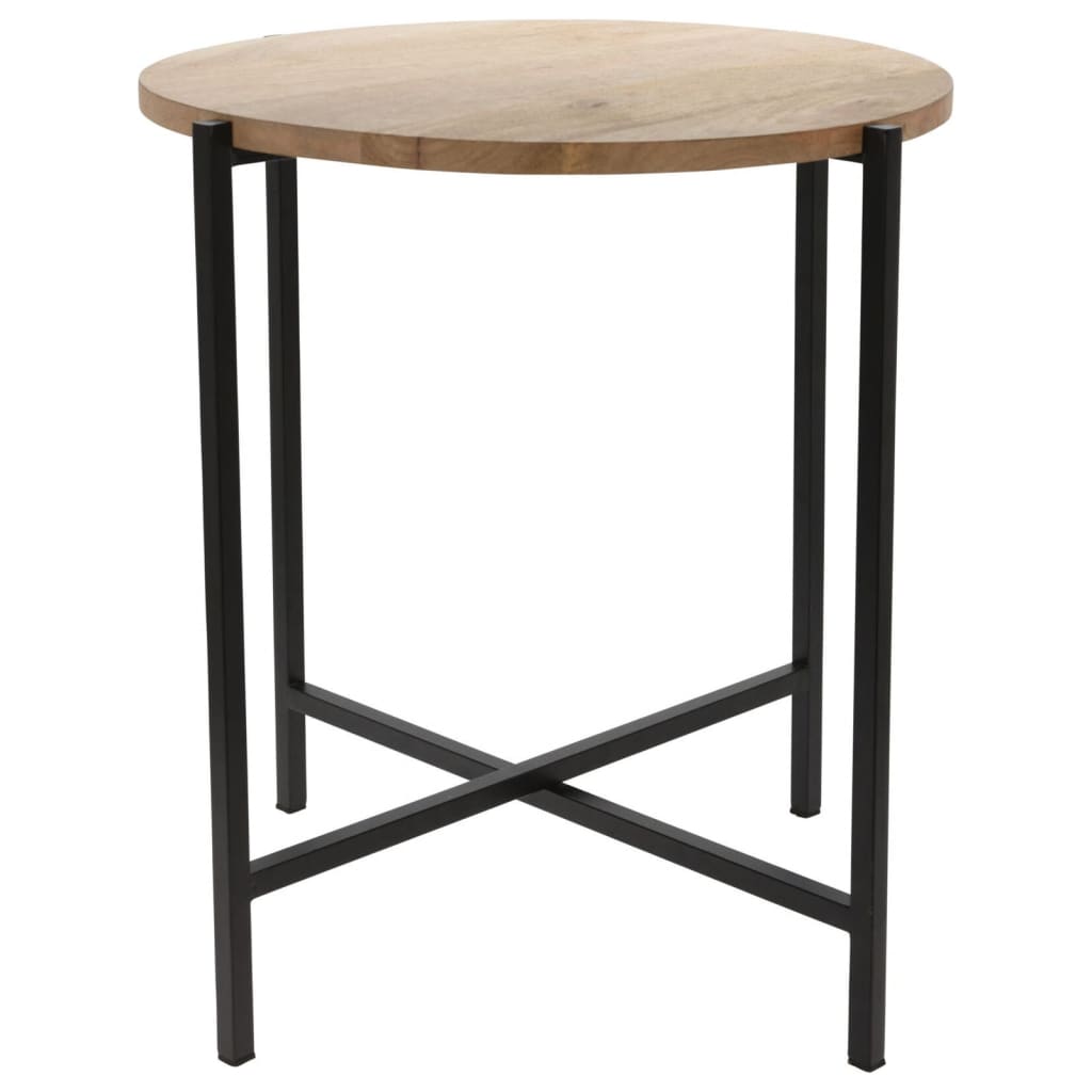 Ambiance Odstavna mizica okrogla iz lesa in kovine 45 cm