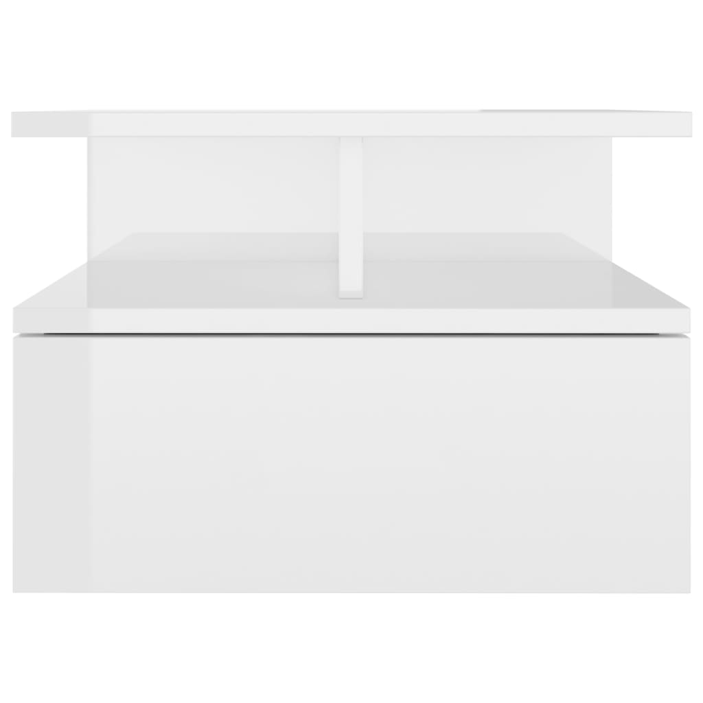 vidaXL Stenska nočna omarica visok sijaj bela 40x31x27cm iverna plošča