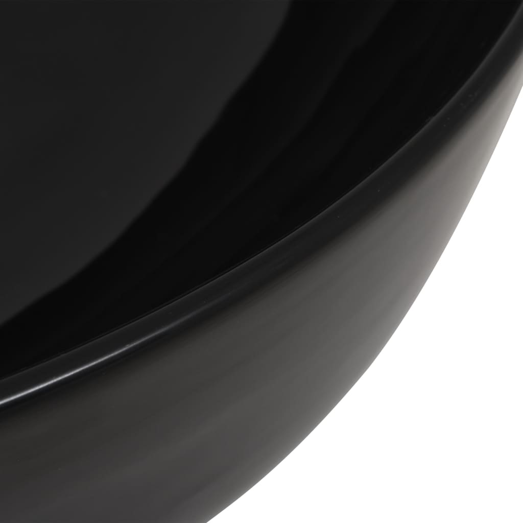 vidaXL Keramični umivalnik okrogel črne barve 41,5x13,5 cm