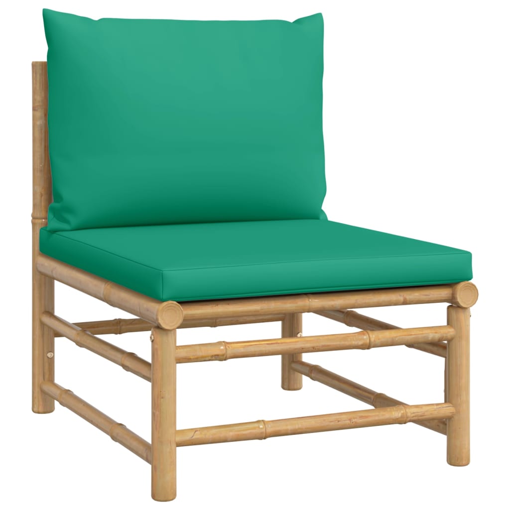 vidaXL Vrtna sedežna garnitura 6-delna z zelenimi blazinami bambus