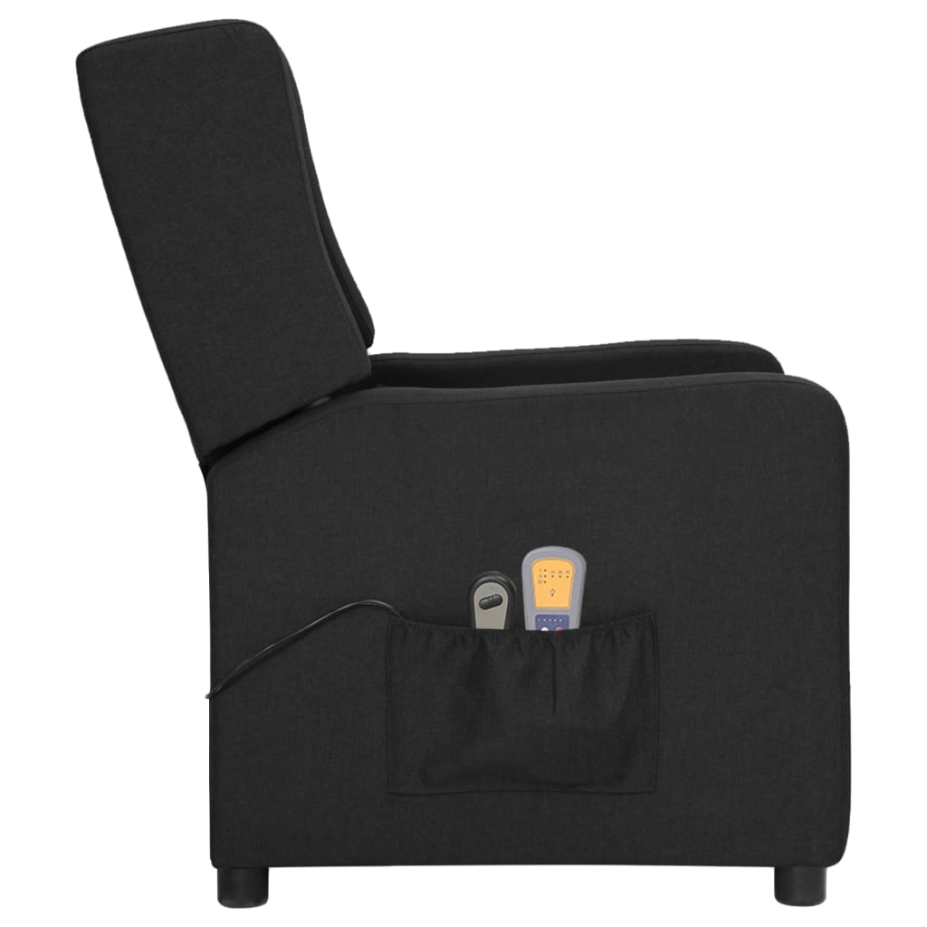vidaXL Električni masažni stol črno blago