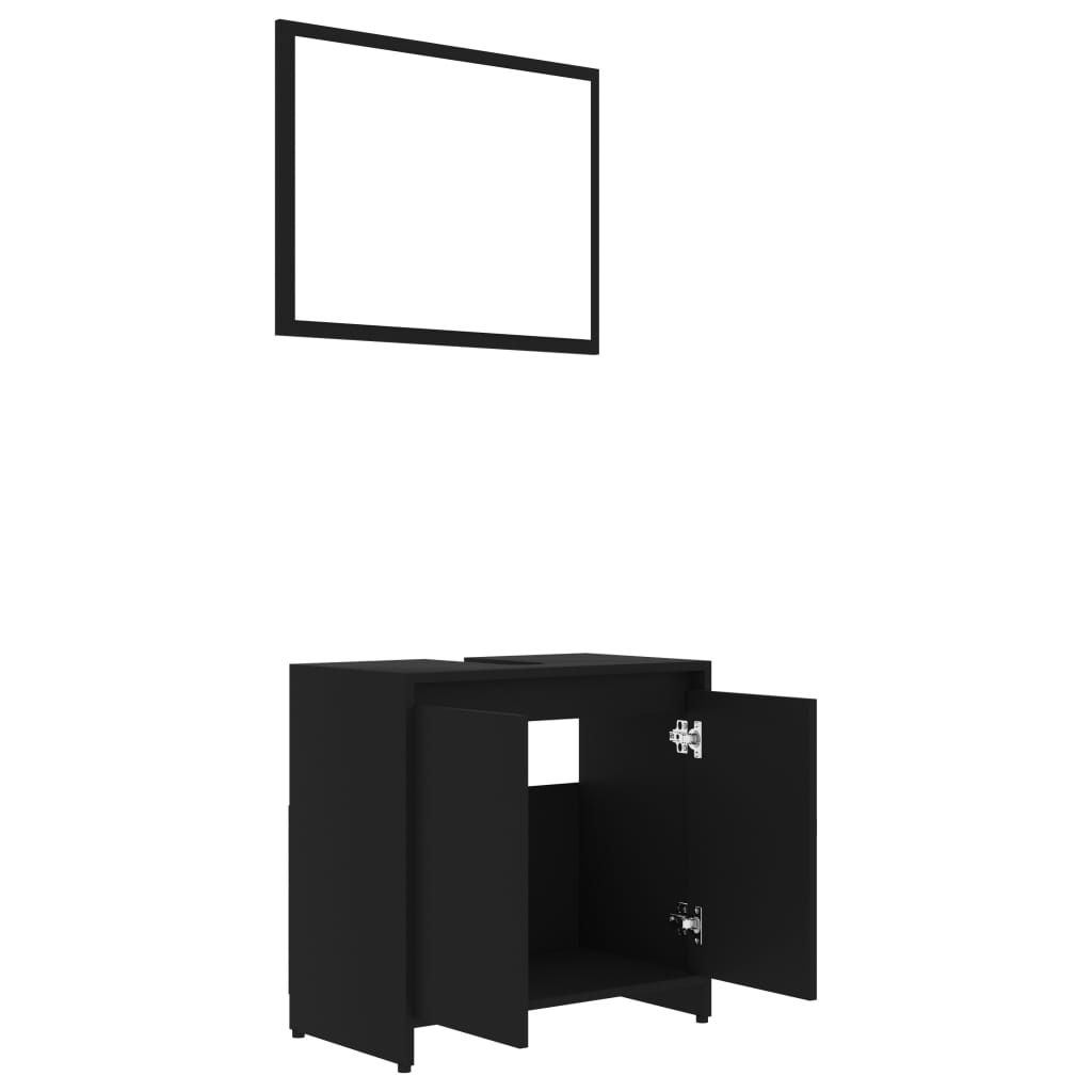 vidaXL Kopalniško pohištvo 4 kosi črne barve iverna plošča
