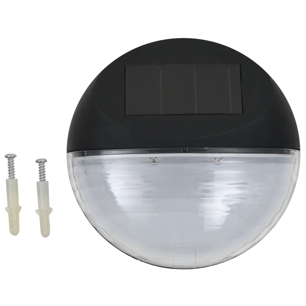 vidaXL Zunanje solarne stenske svetilke LED 12 kosov okrogle črne
