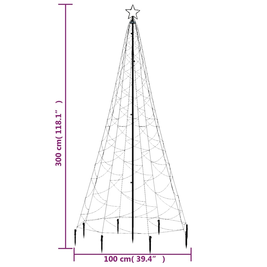 vidaXL Novoletna jelka s kovinskim stebrom 500 LED hladno bela 3 m